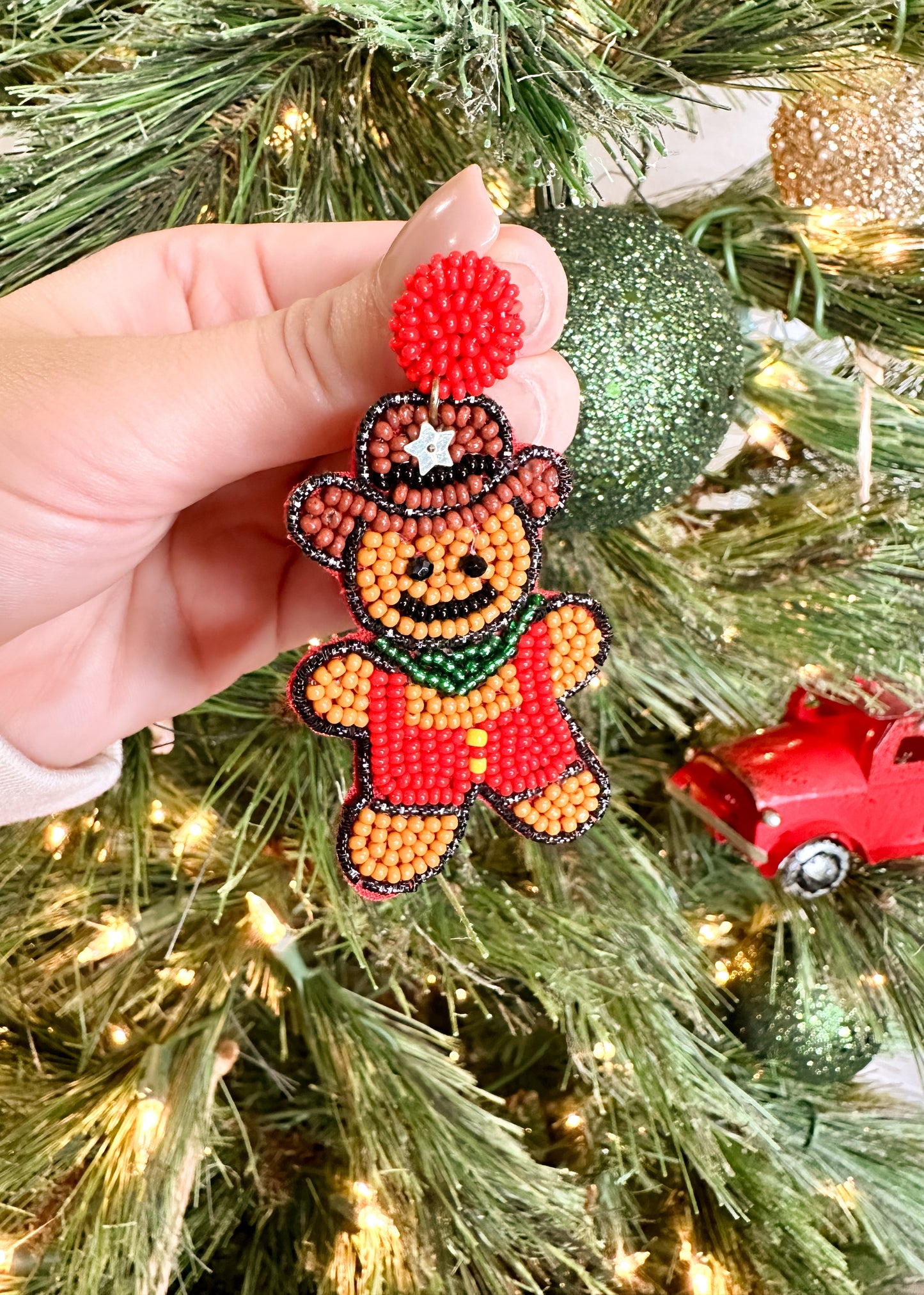 Cowboy Gingerbread Beaded Earrings