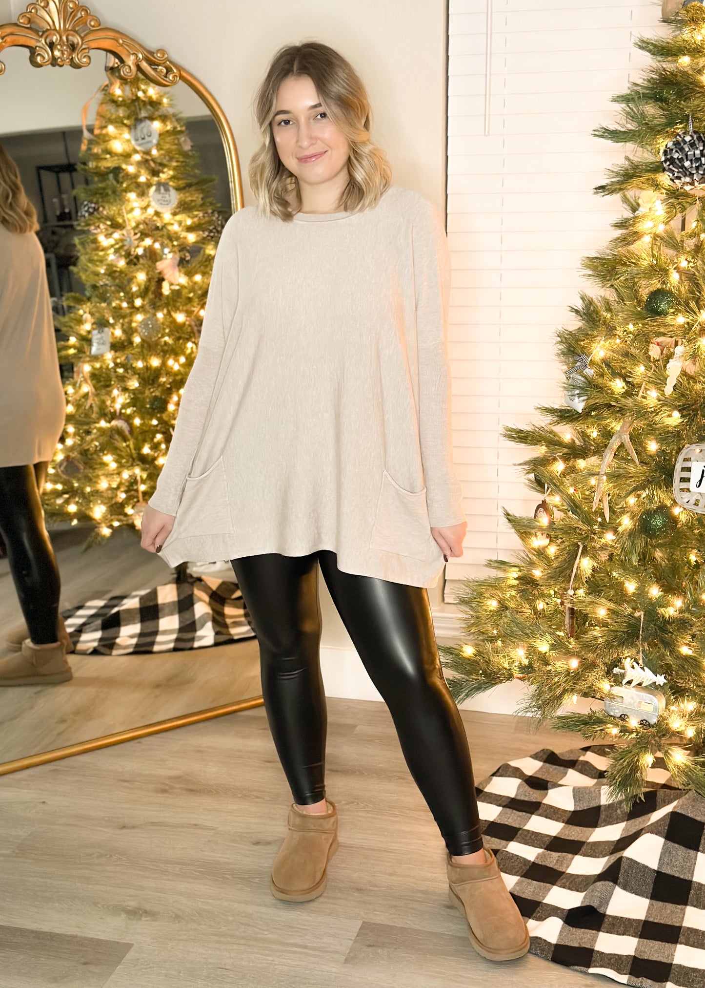 Stone Oversized Sweater with Pockets