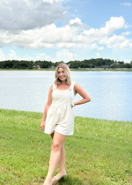 Oatmeal Overall Romper