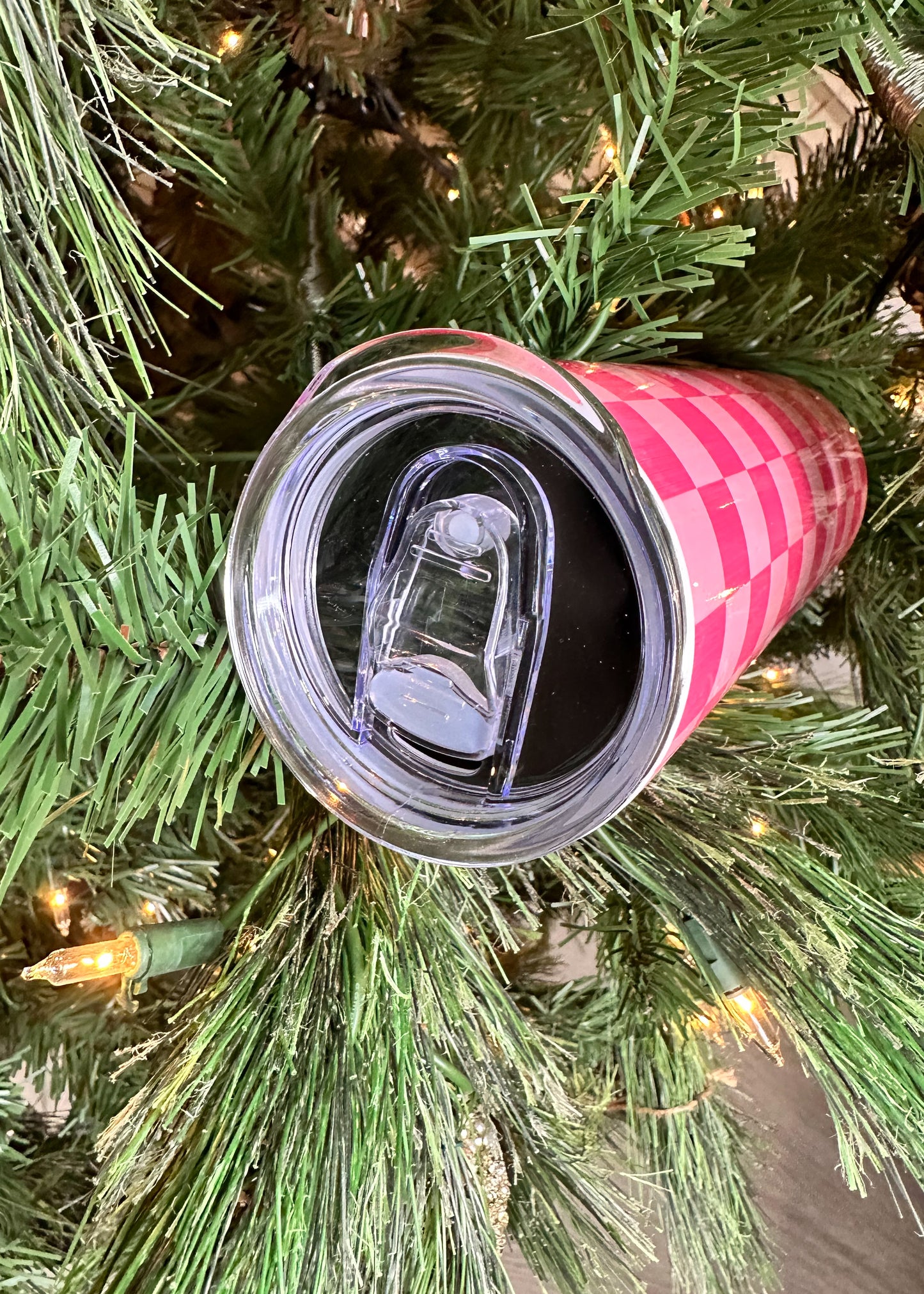 Pink Checkered Tumbler