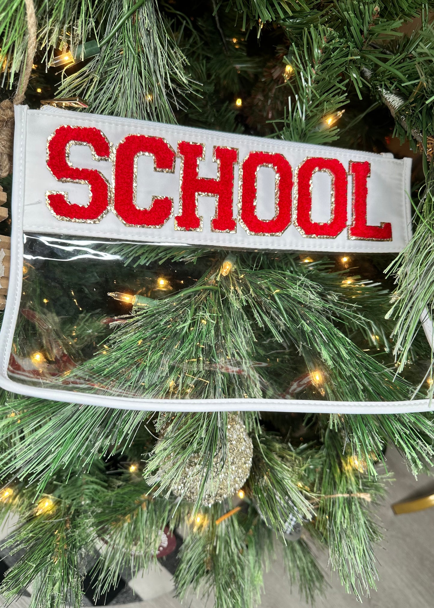 SCHOOL Clear Nylon Zipper Pouch