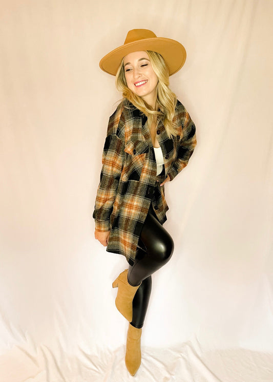 Rust Oversized Plaid Shacket *FINAL SALE*