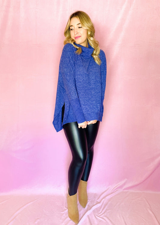 Blueberry Cowl Neck Hi-low Sweater *FINAL SALE*