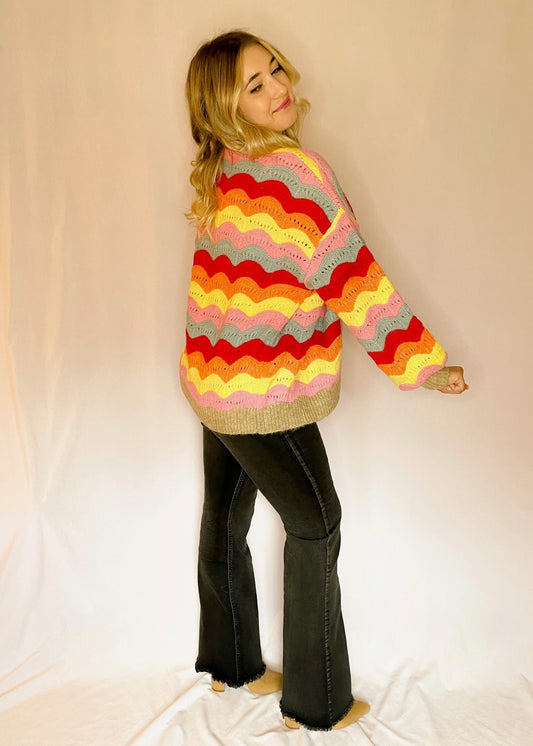 Rainbow Striped Cardigan