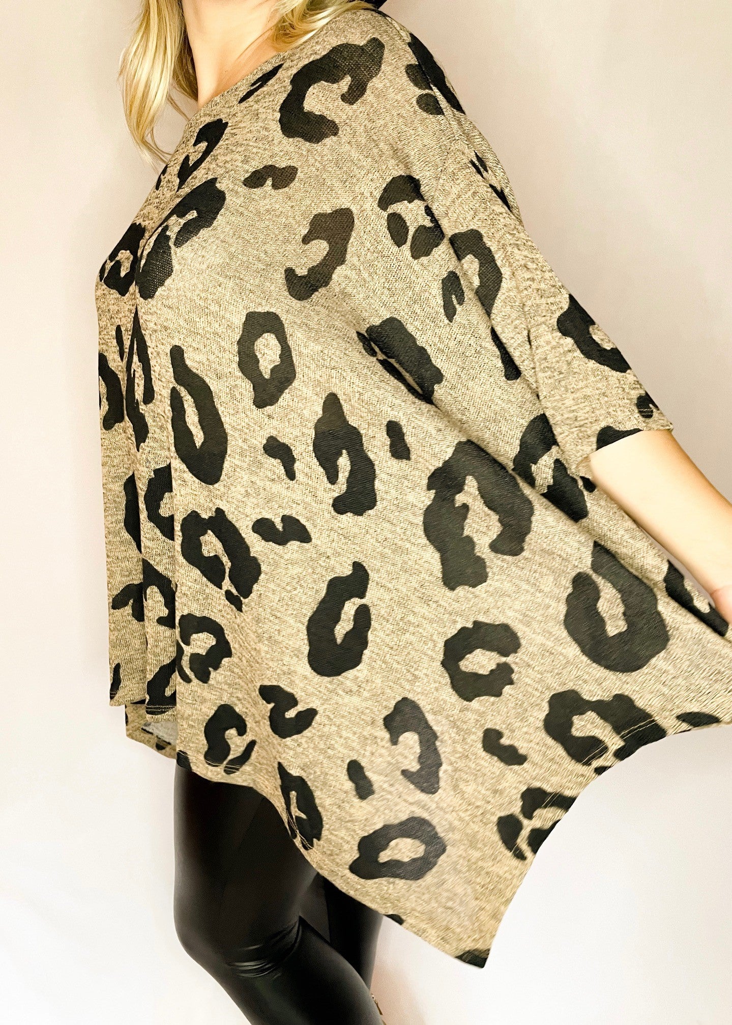 Oversized Leopard Print Asymmetrical Top *FINAL SALE*