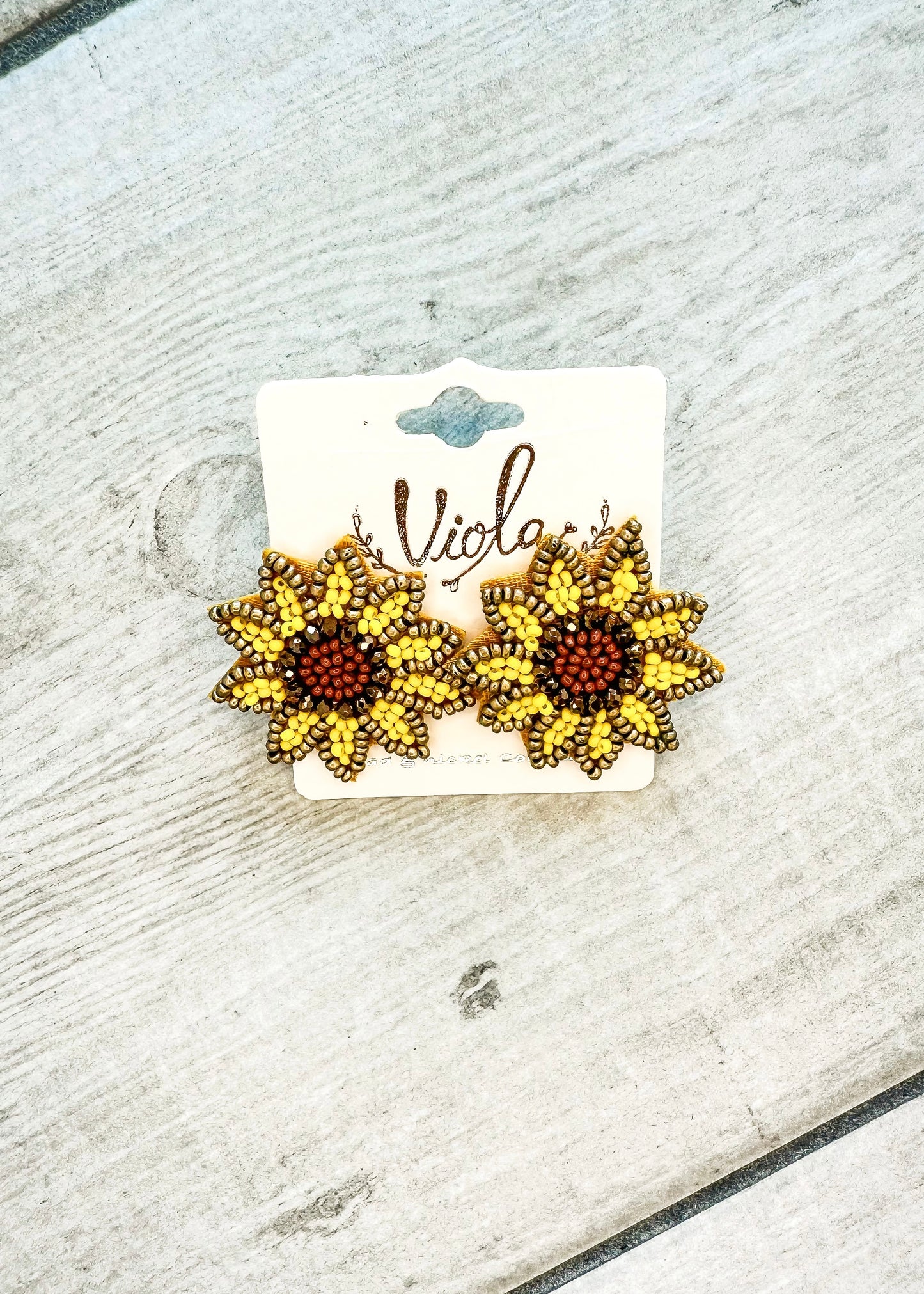 Sunflower Beaded Stud Earrings