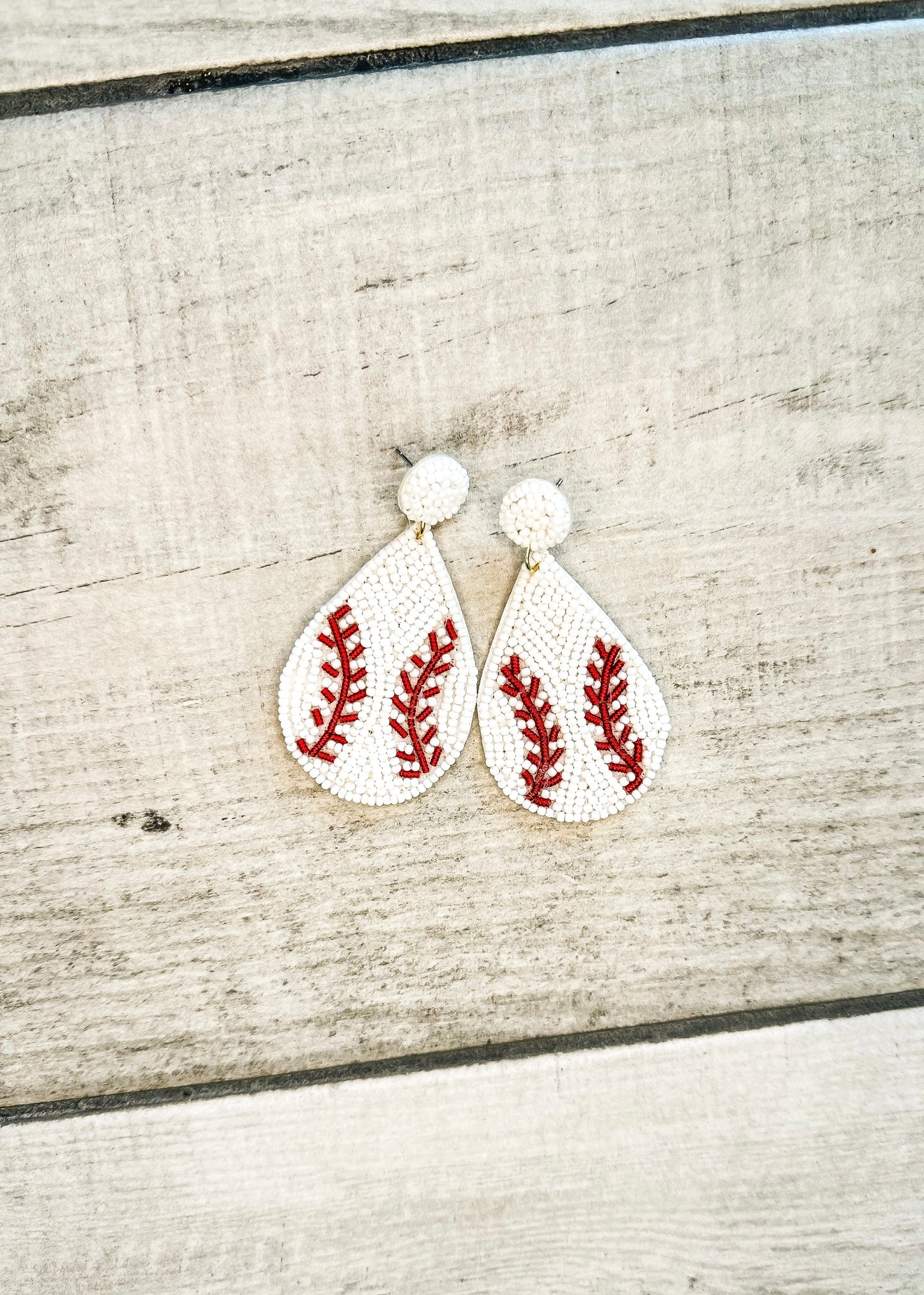 Baseball Beaded Earrings