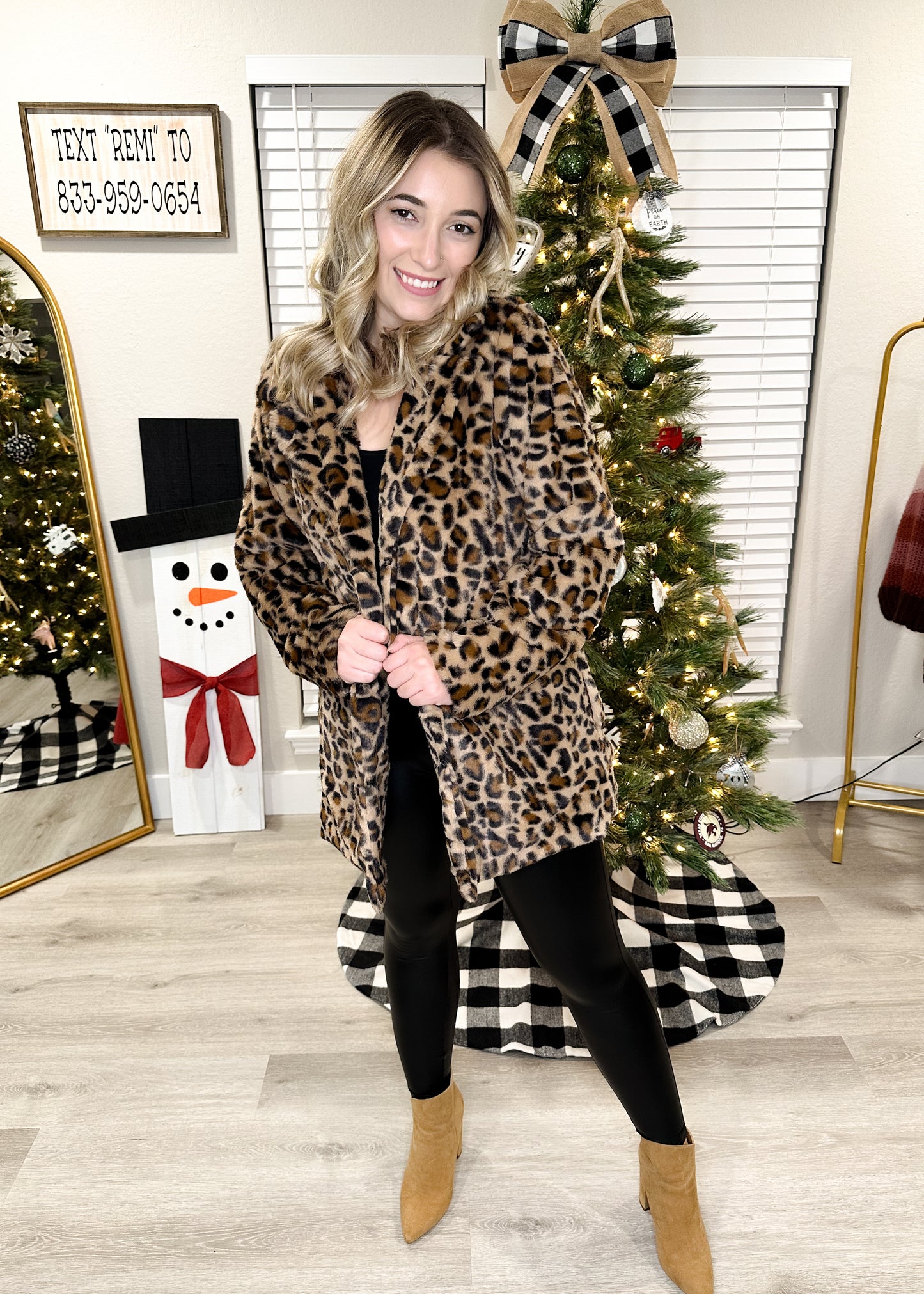 Leopard Print Faux Fur Jacket