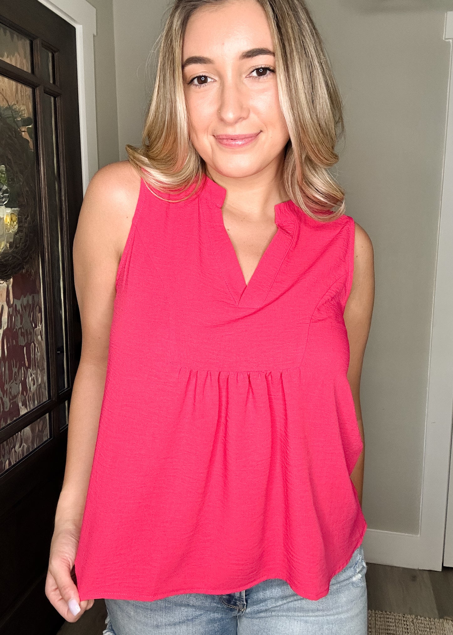 Fuchsia Sleeveless Front Slip Top