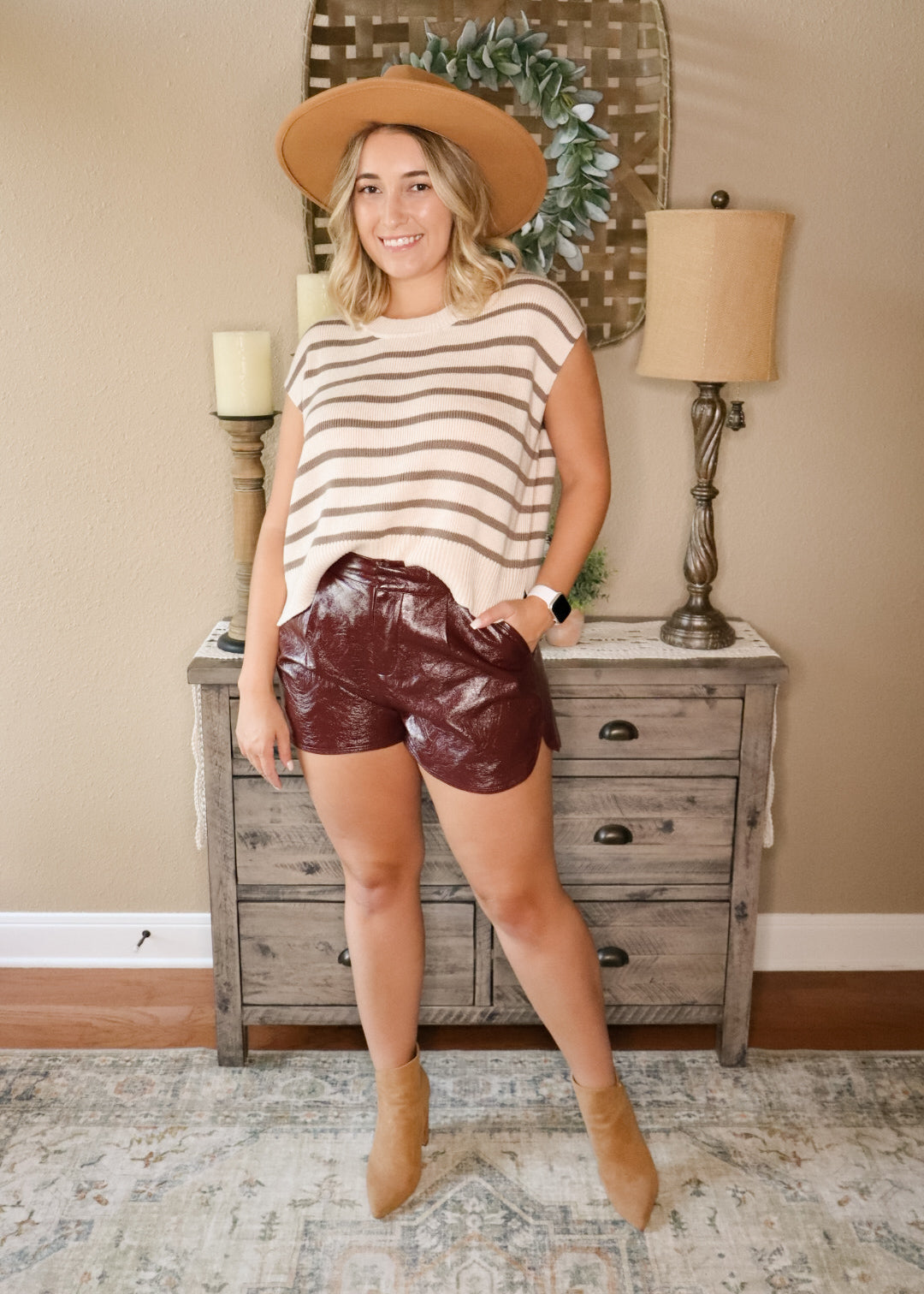 Oatmeal & Mocha Striped Knit Top