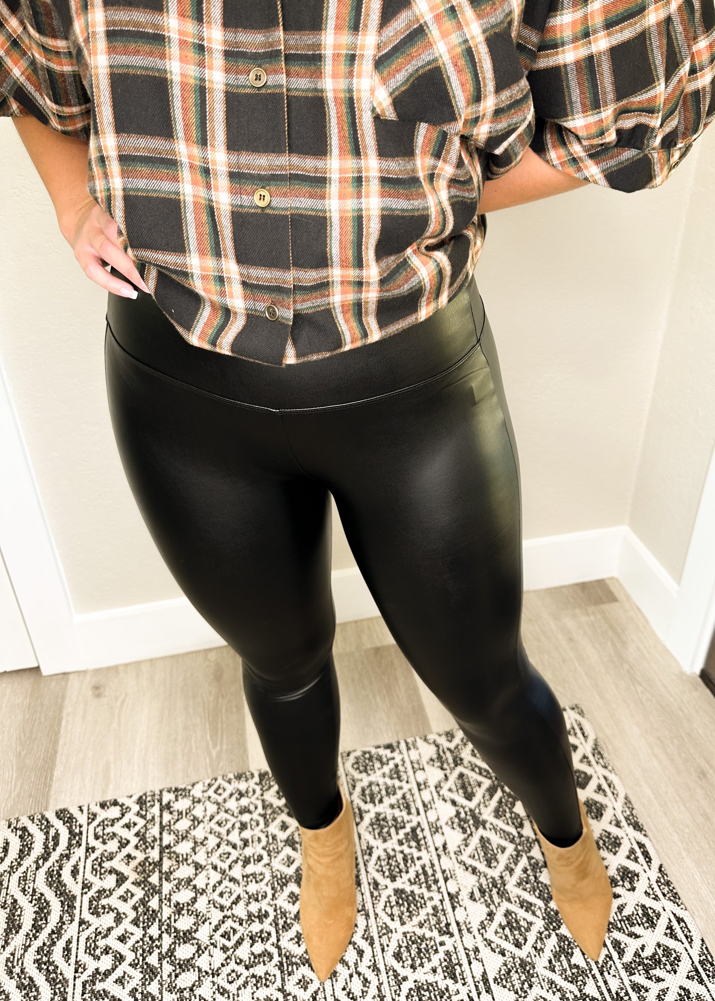 Black High Waisted Faux Leather Leggings