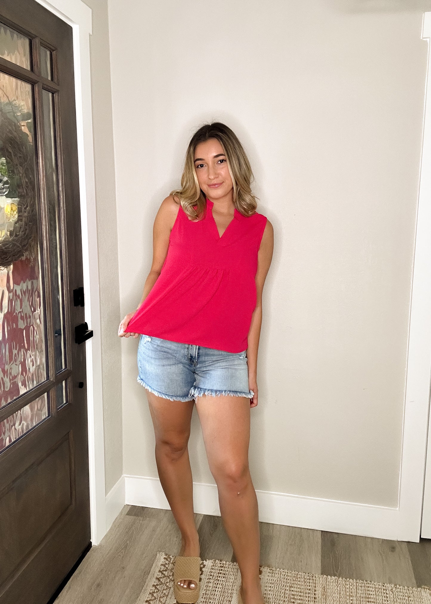 Fuchsia Sleeveless Front Slip Top