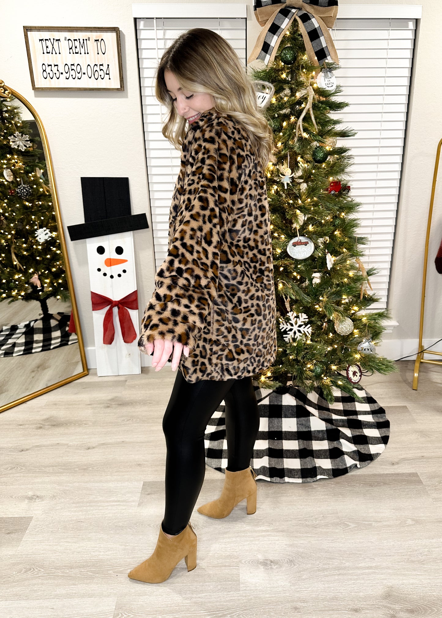 Leopard Print Faux Fur Jacket