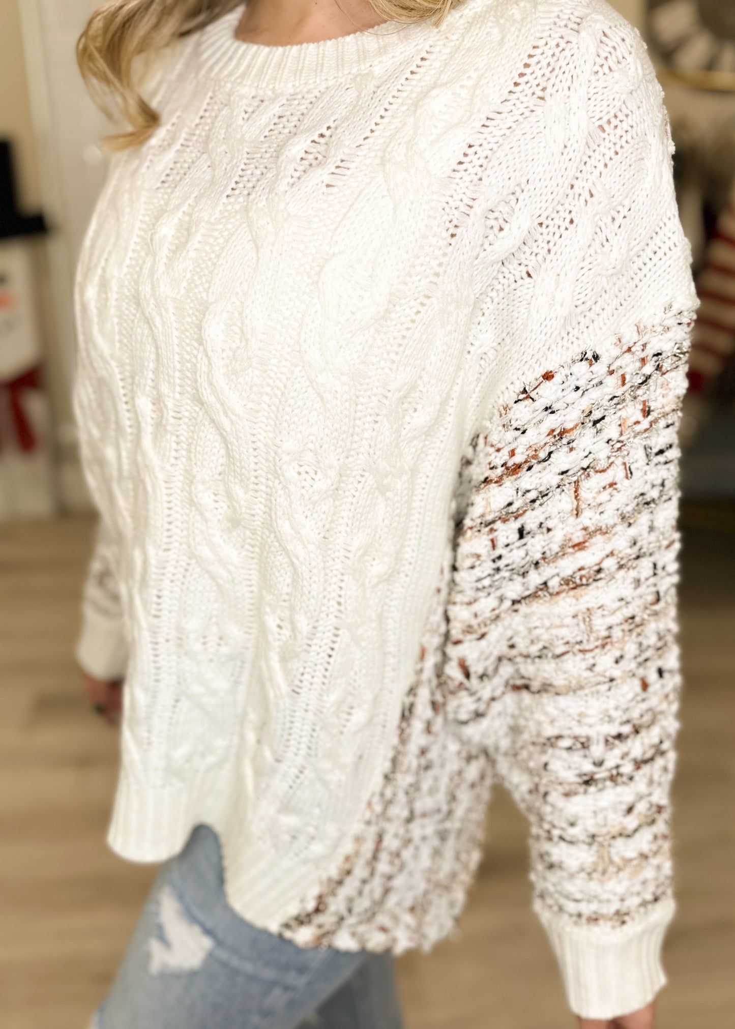 Off-White Marled Knit Oversized Sweater