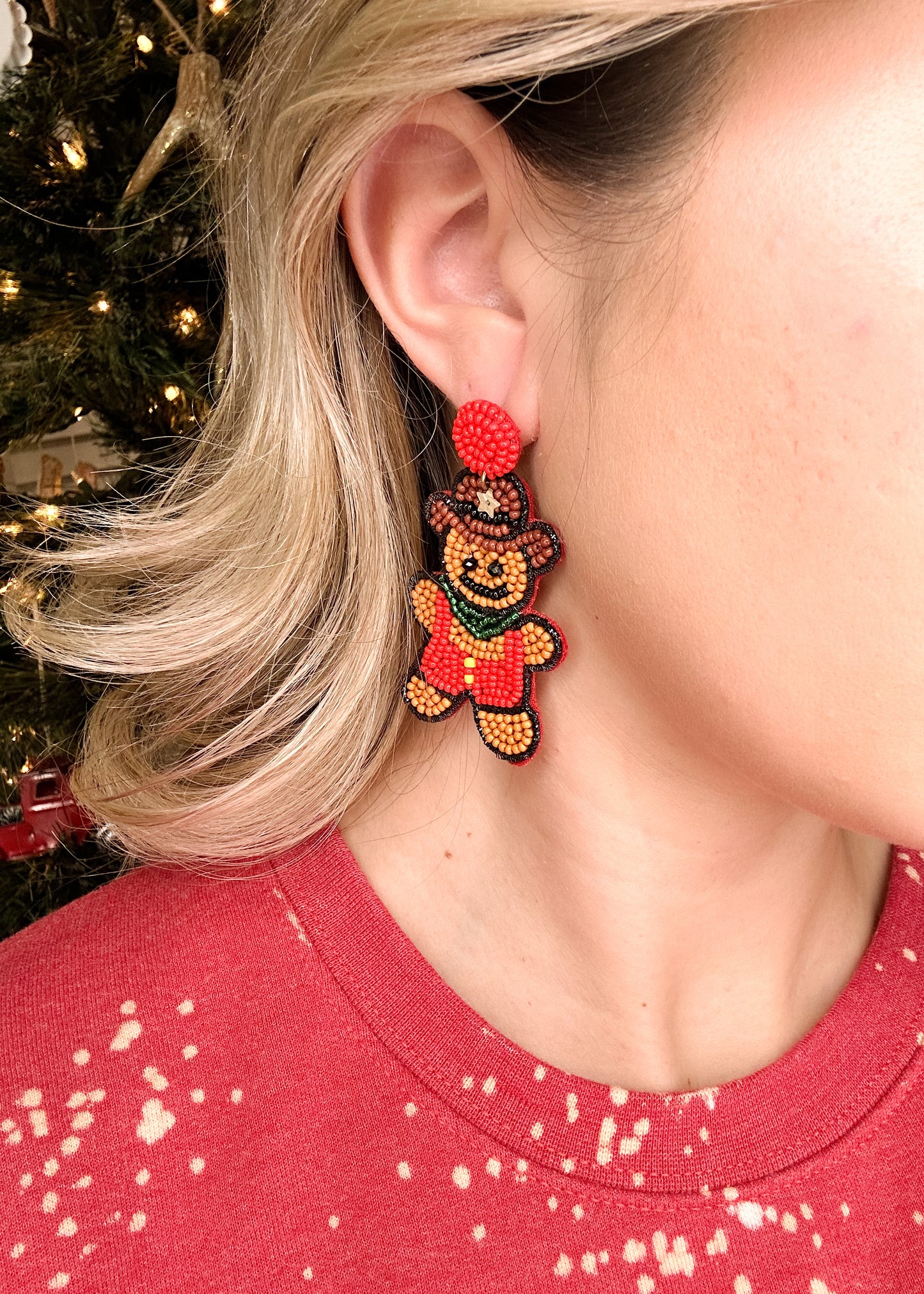 Cowboy Gingerbread Beaded Earrings