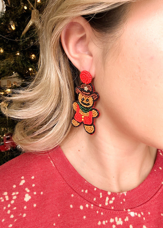 Cowboy Gingerbread Beaded Earrings