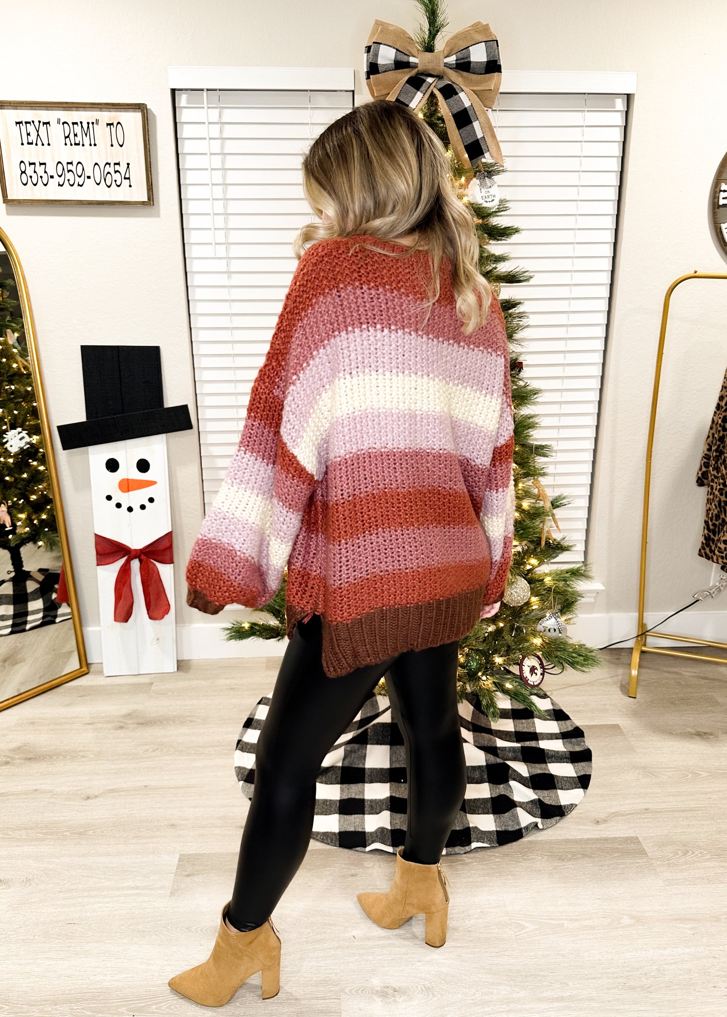 Berry Striped Chunky Sweater – Cozy And Stylish