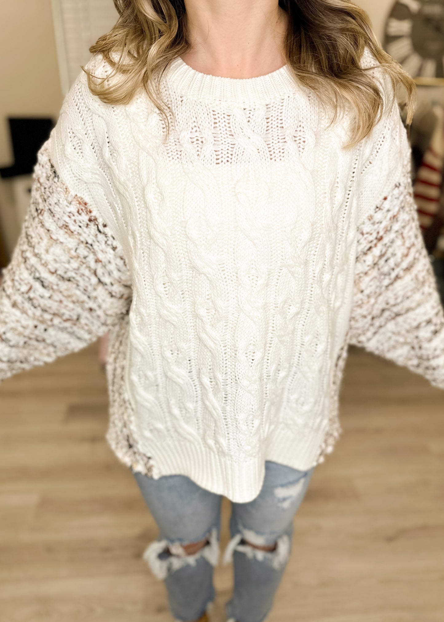 Off-White Marled Knit Oversized Sweater