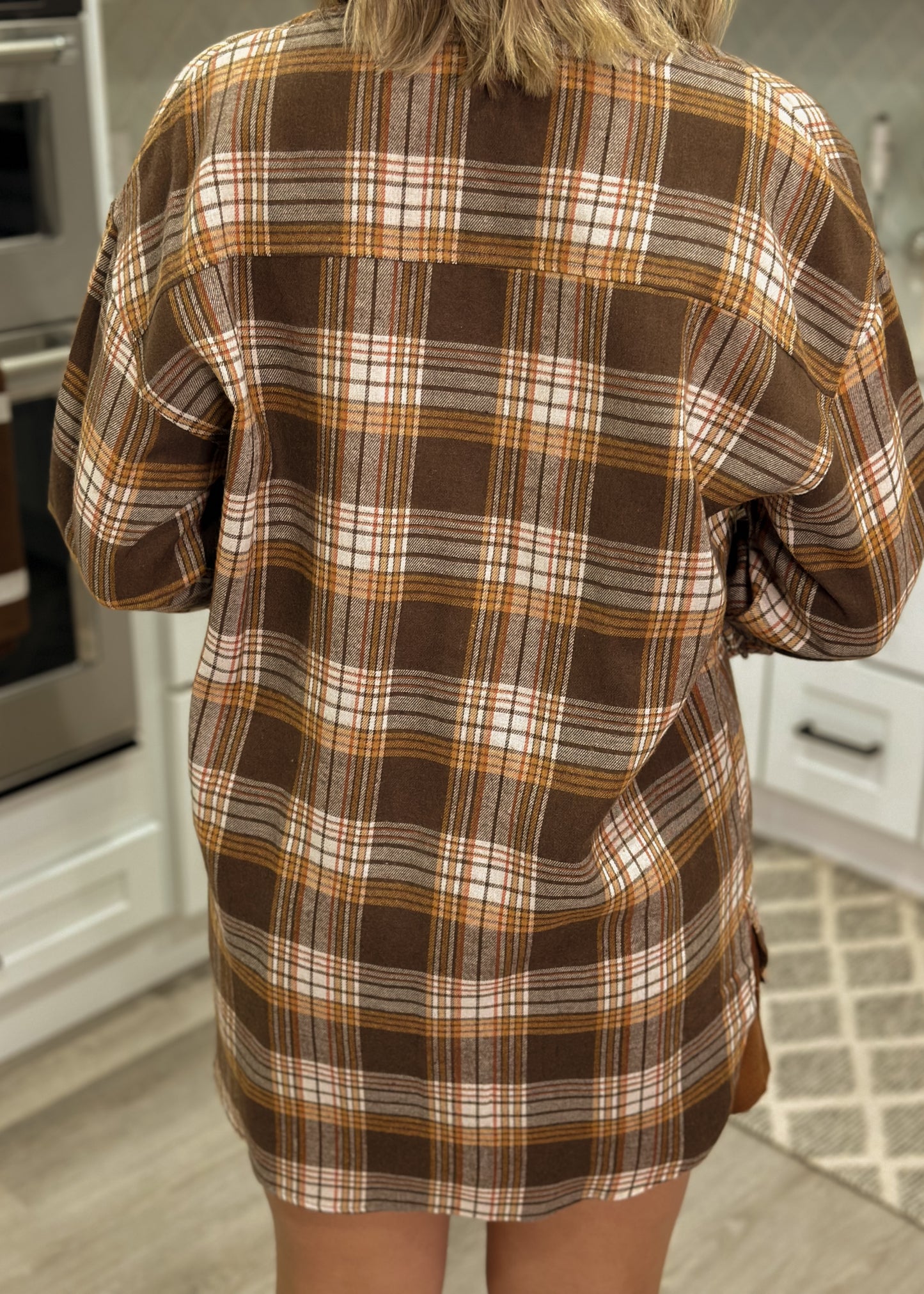Brown Plaid Flannel Shacket