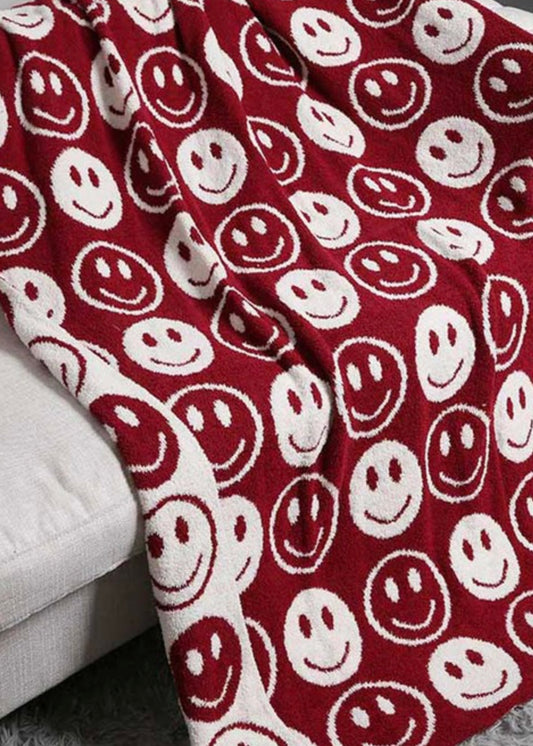 Burgundy Smile Patterned Blanket