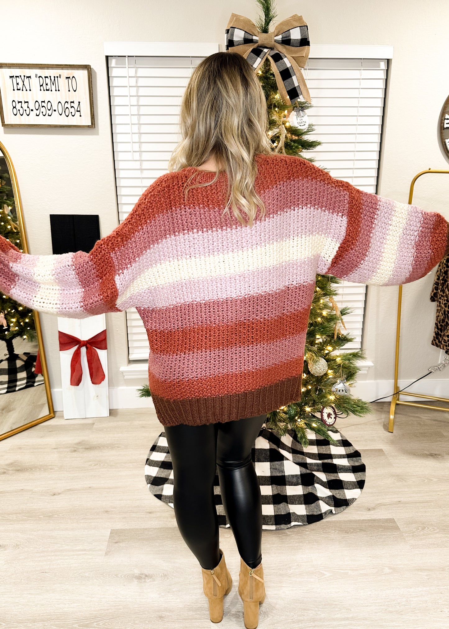 Berry Striped Chunky Sweater – Cozy And Stylish