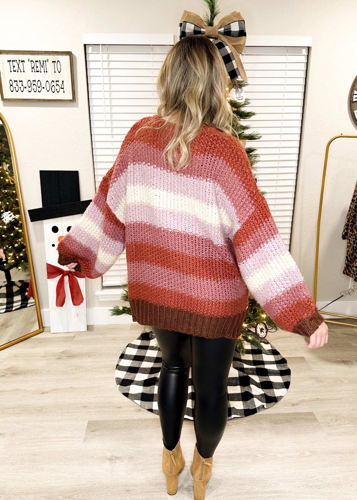 Berry Striped Chunky Sweater – Cozy And Stylish