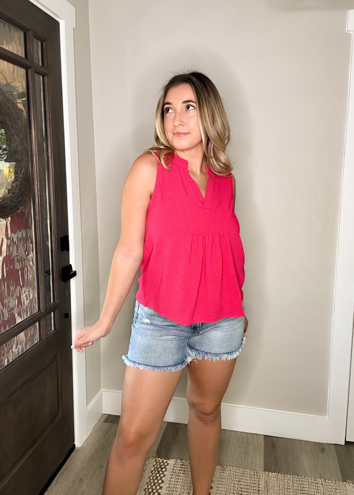 Fuchsia Sleeveless Front Slip Top
