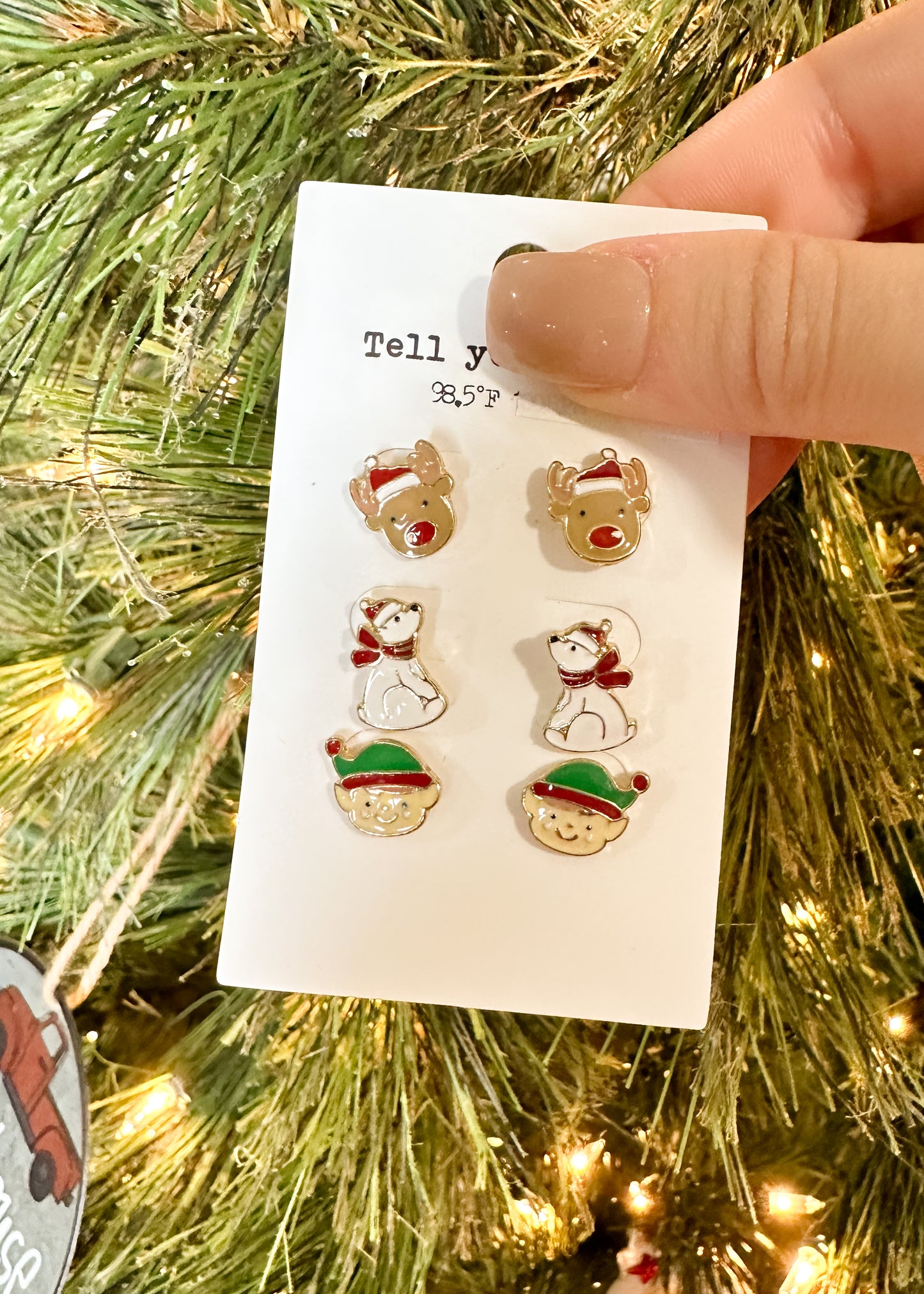 Reindeer, Polar Bear, Elf Stud Earrings
