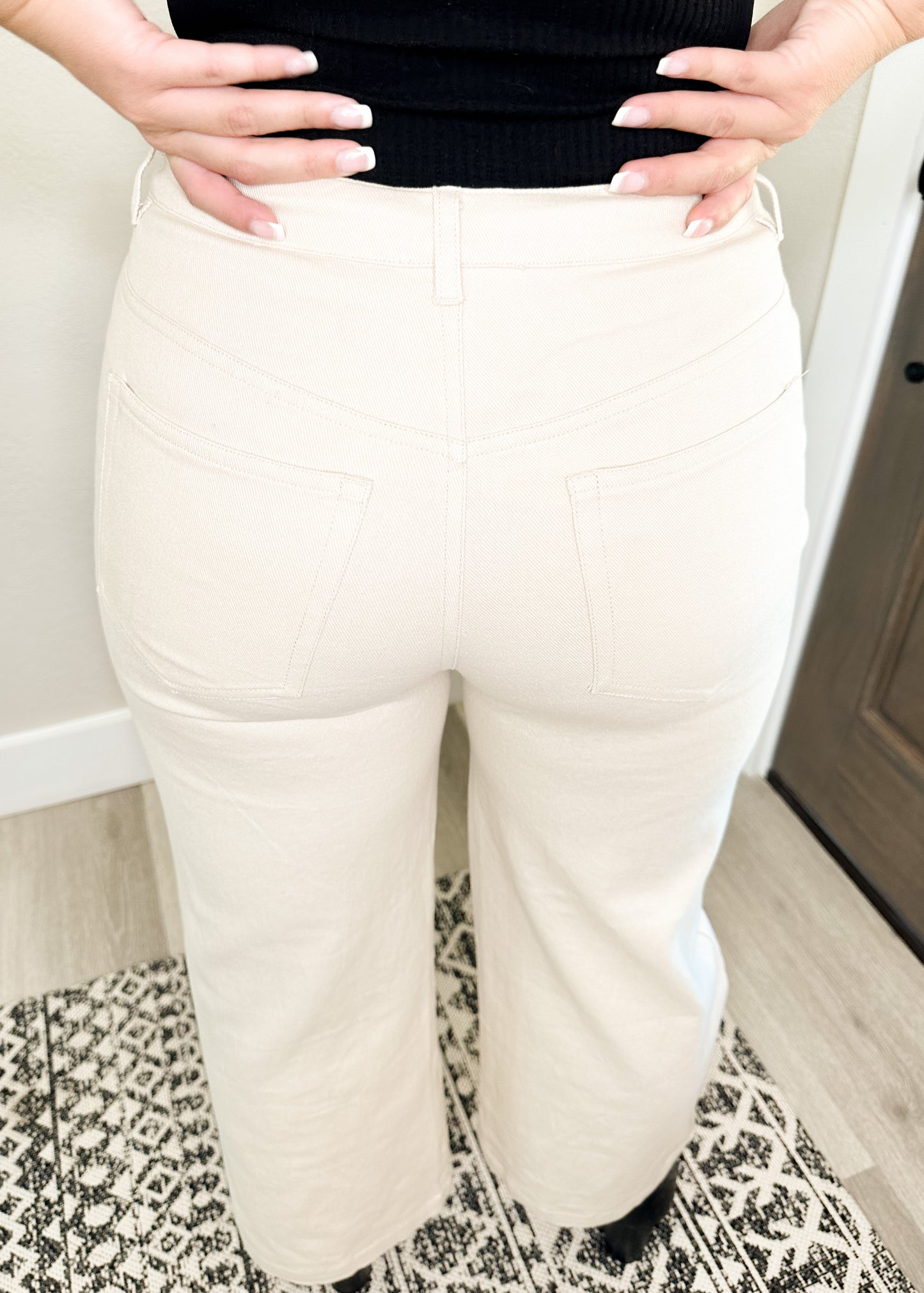 Sand High Waisted Wide Leg Pants