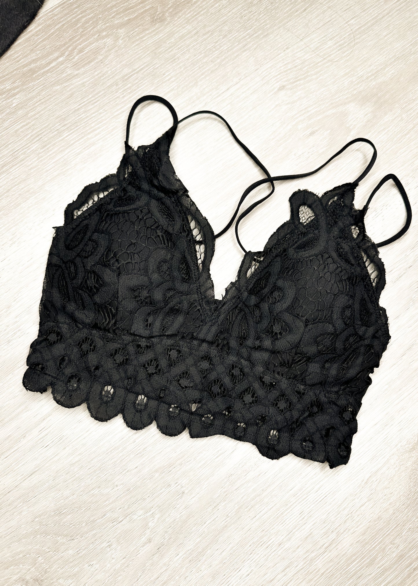 Black Laced Scalloped Bralette