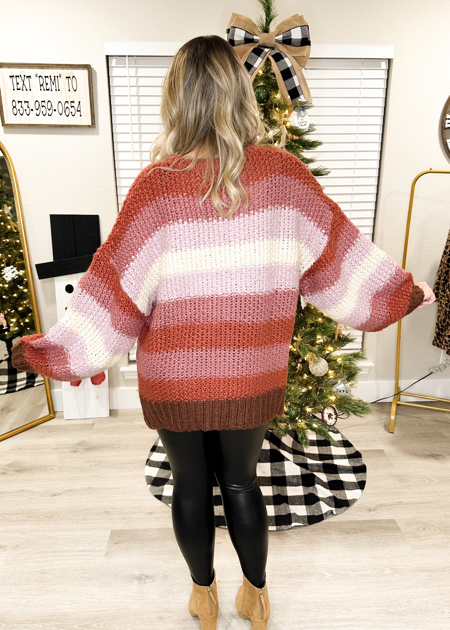 Berry Striped Chunky Sweater – Cozy And Stylish