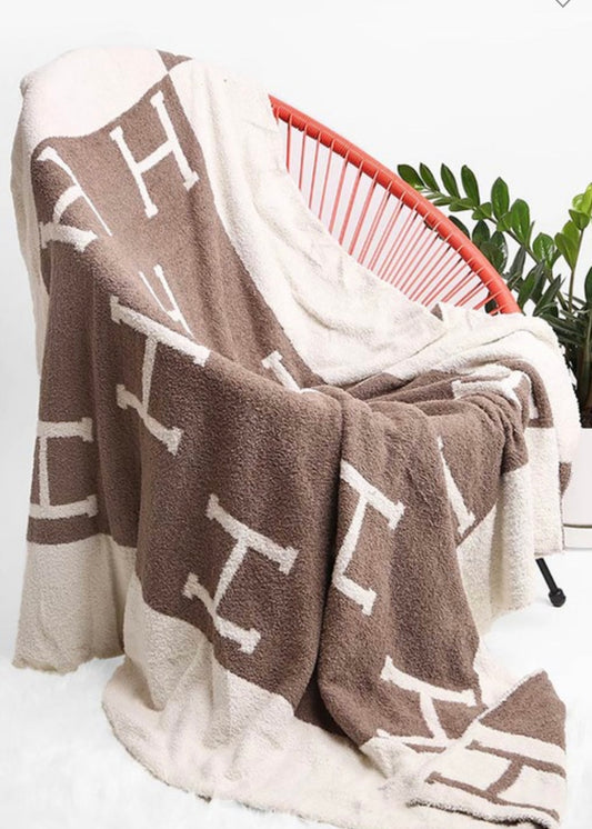Beige H Pattern Blanket