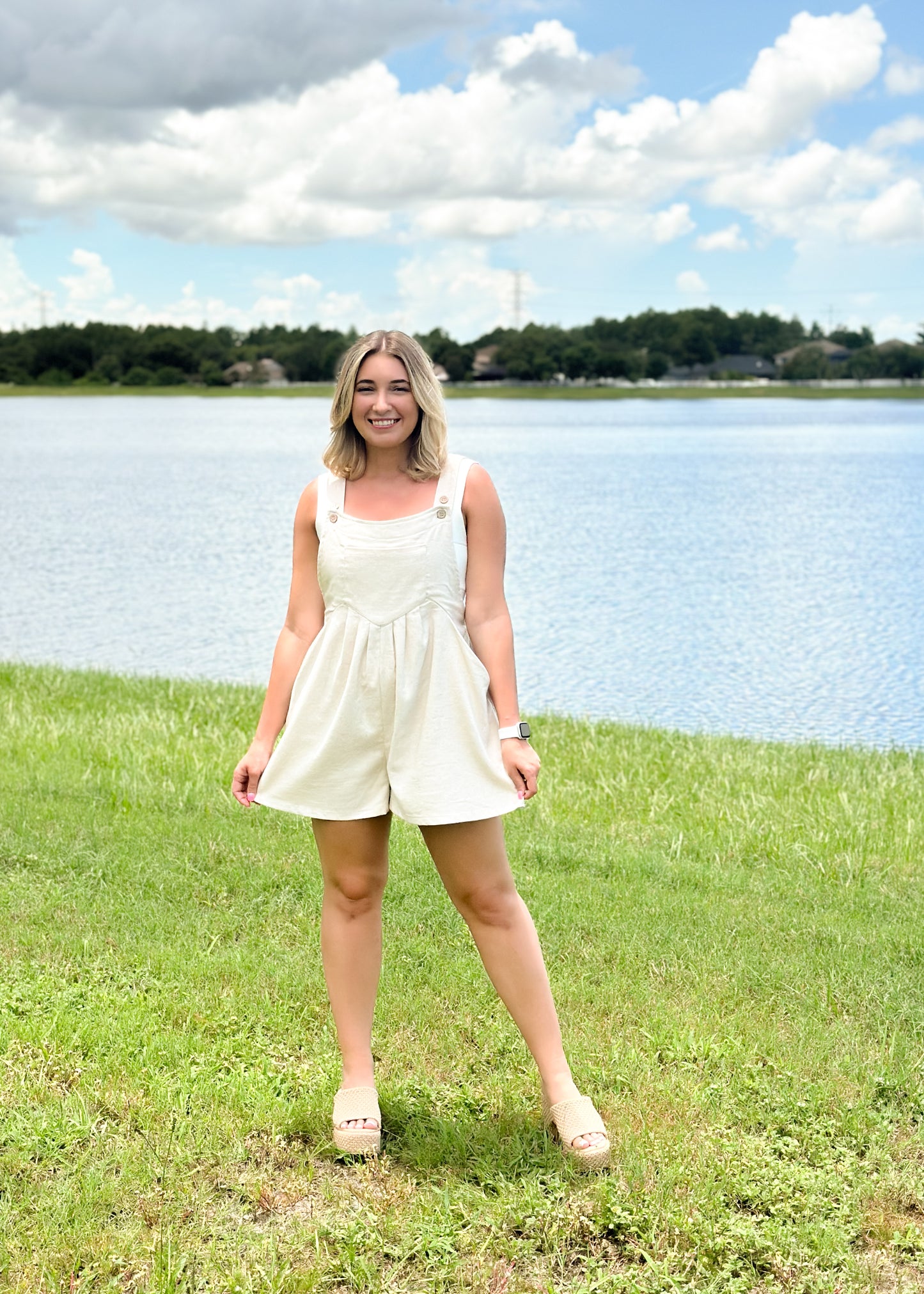 Oatmeal Overall Romper