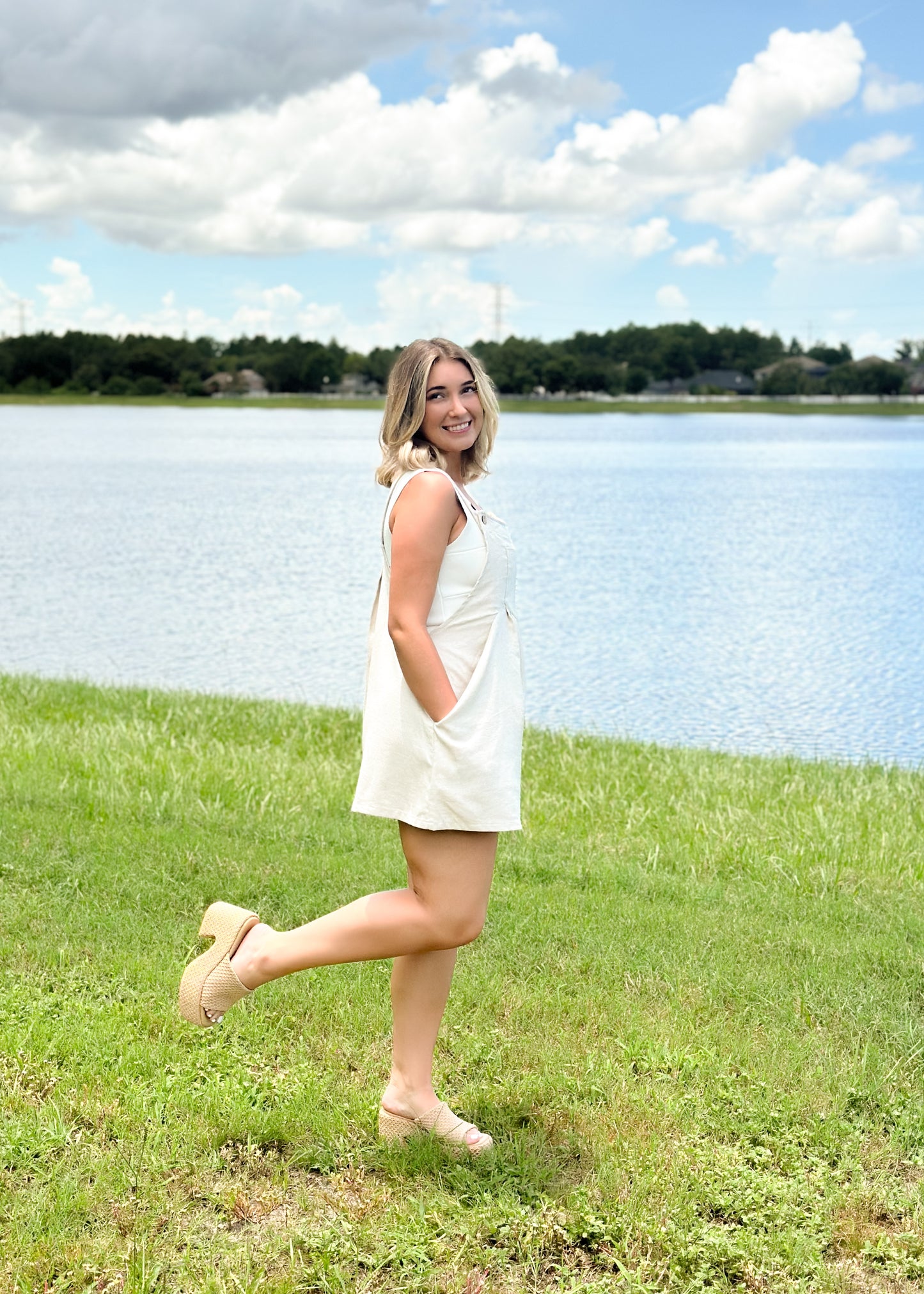 Oatmeal Overall Romper