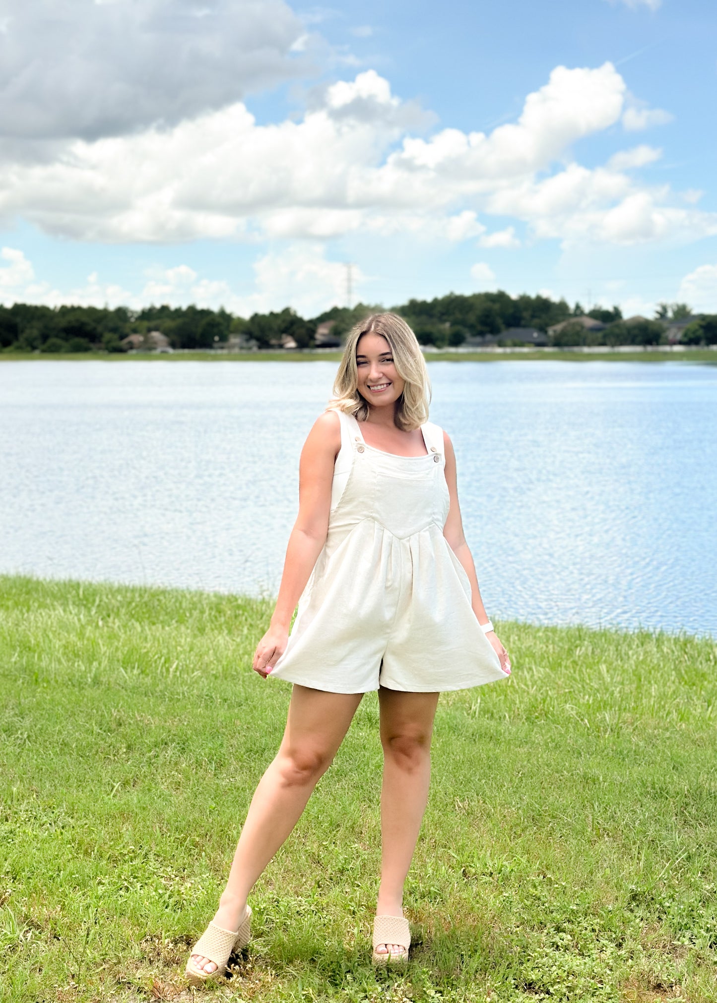 Oatmeal Overall Romper