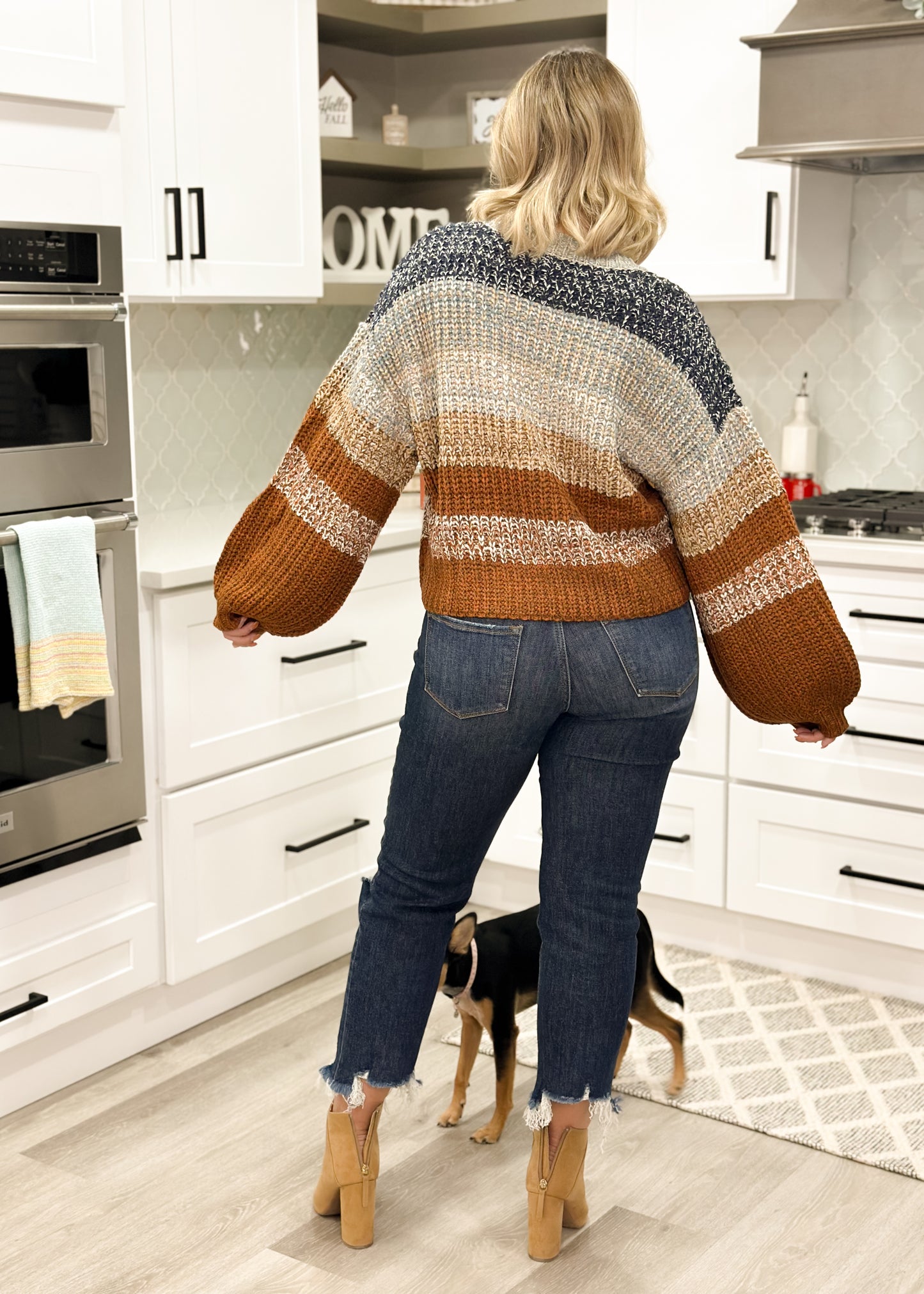 Brown & Blue Striped Knit Sweater