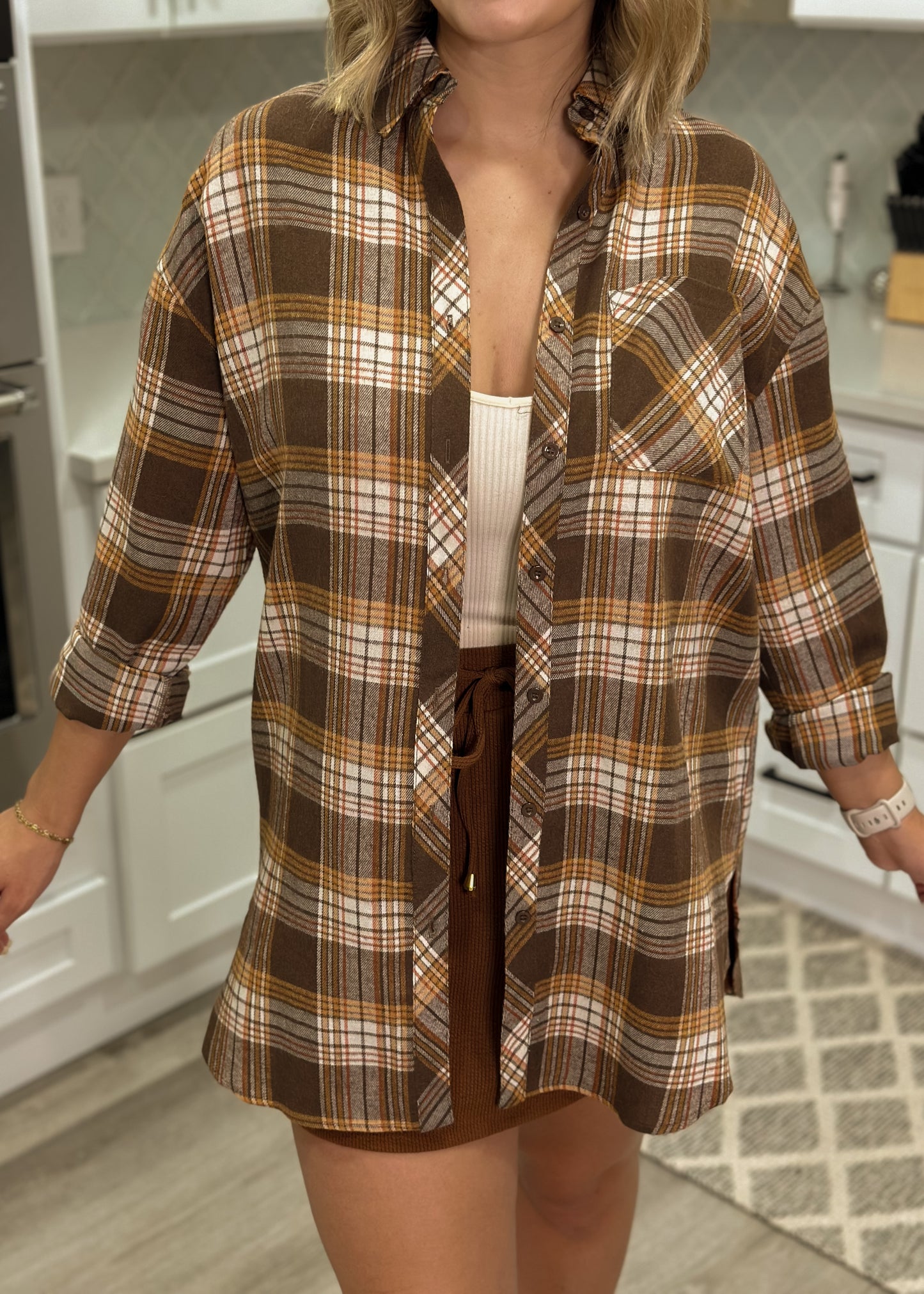 Brown Plaid Flannel Shacket