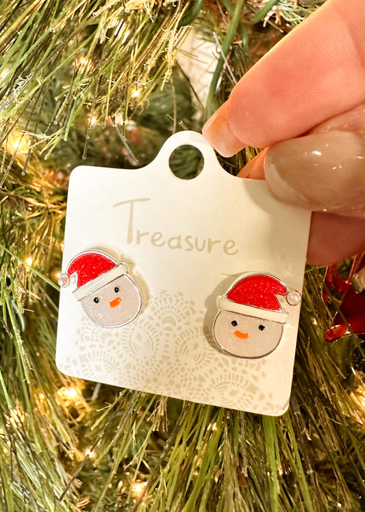 Santa Hat Snowmen Stud Earrings