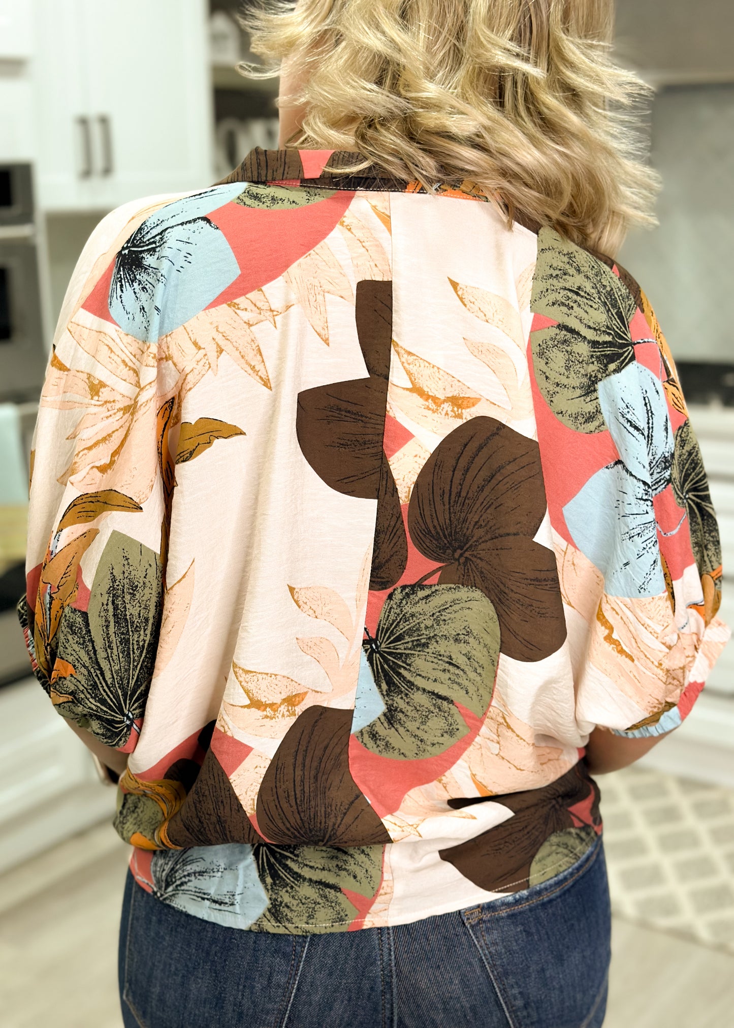 Cream & Brown Floral Top
