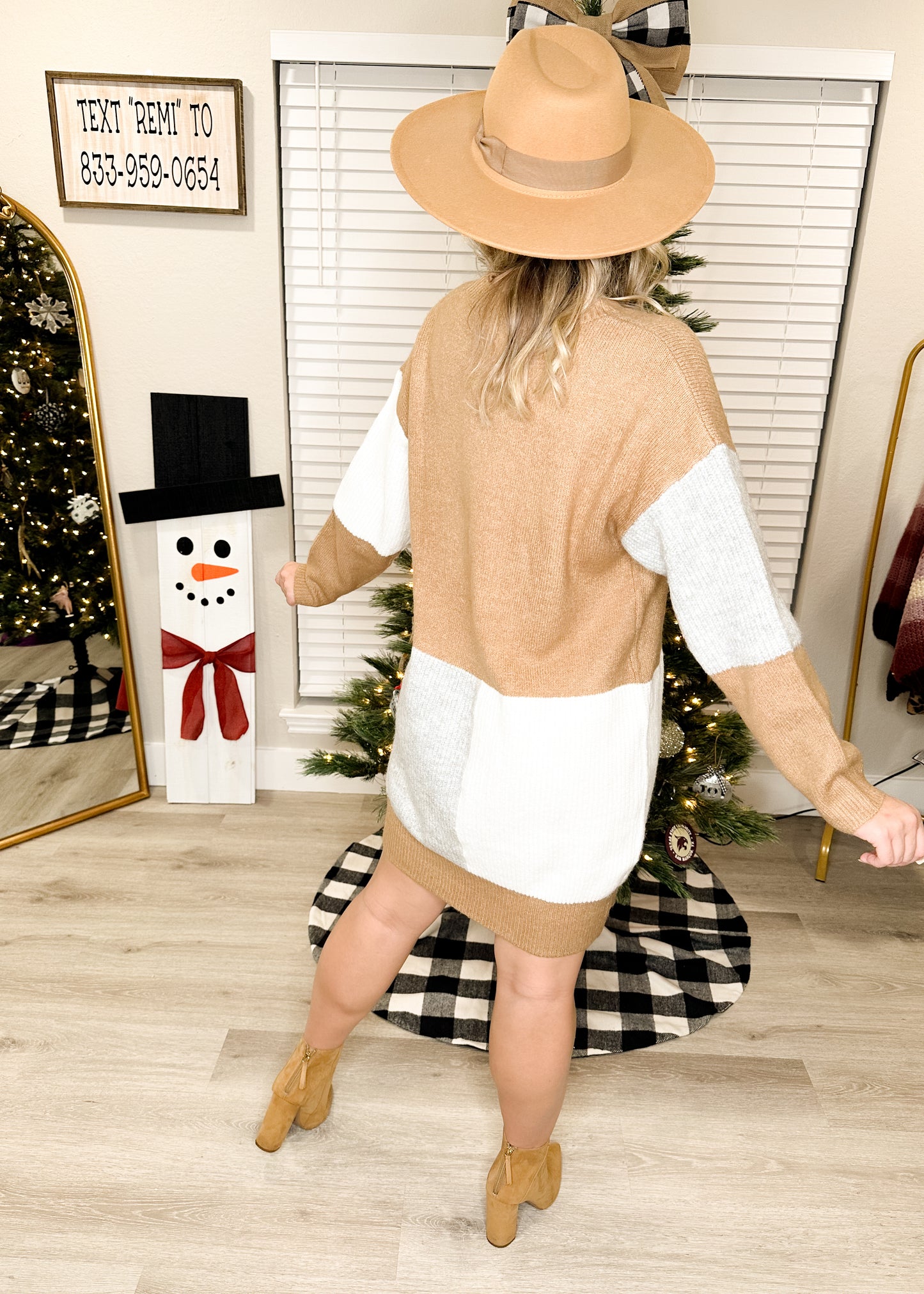 Neutral Colorblock Sweater Dress