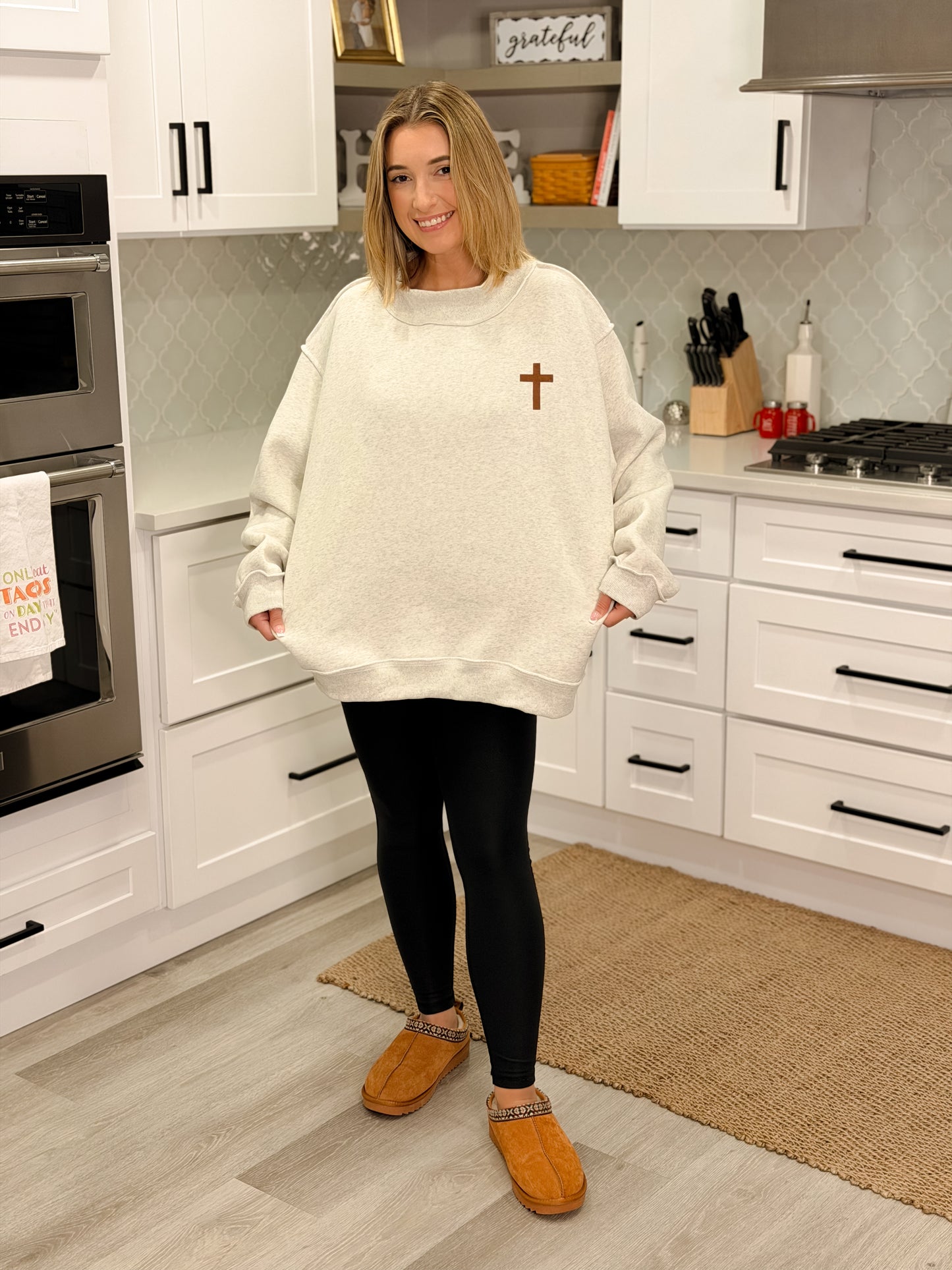 Cross & Jesus Saves Reversible Mock Neck Sweatshirt