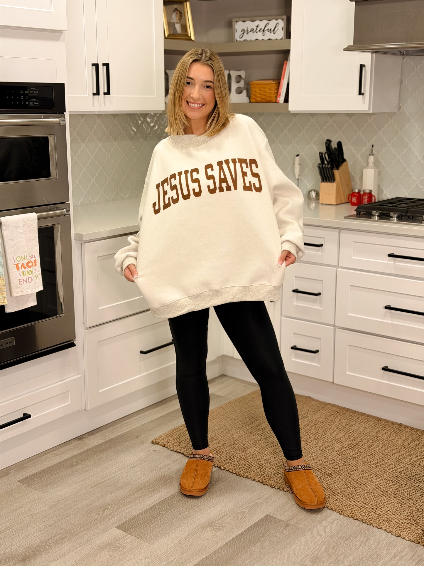 Cross & Jesus Saves Reversible Mock Neck Sweatshirt