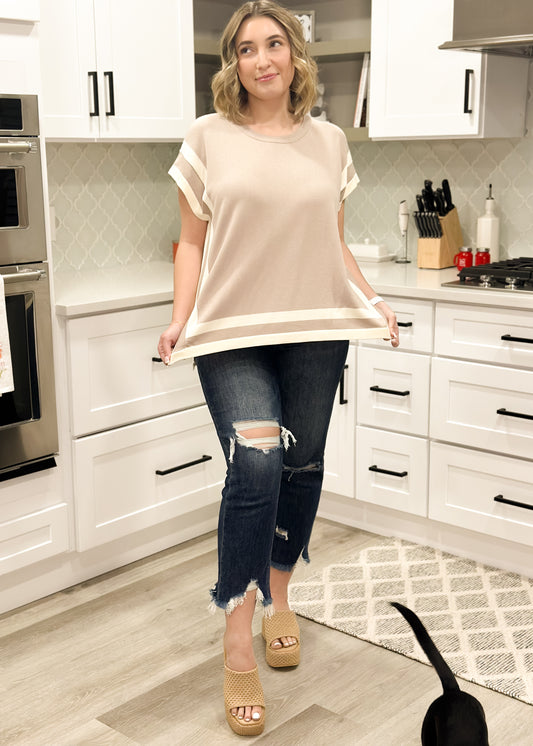 Latte Knit Striped Top