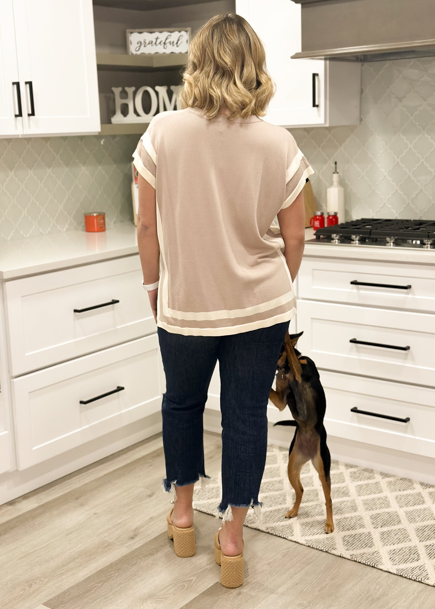 Latte Knit Striped Top