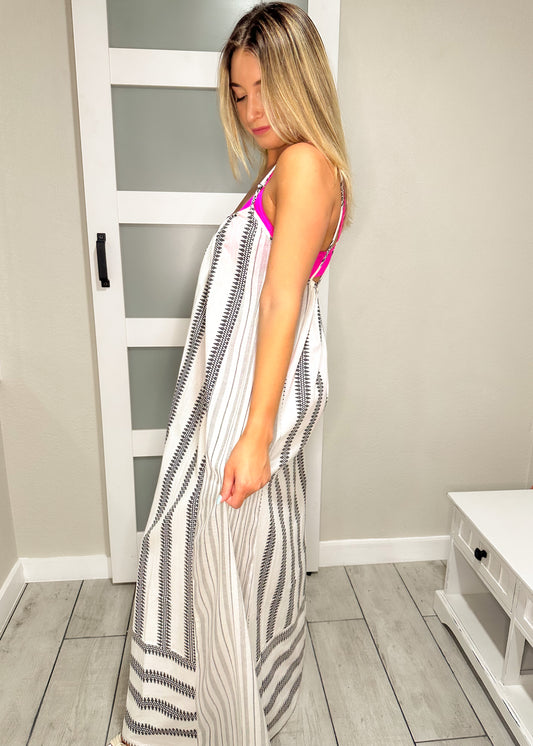 Striped Criss Cross Back Maxi Coverup *FINAL SALE*