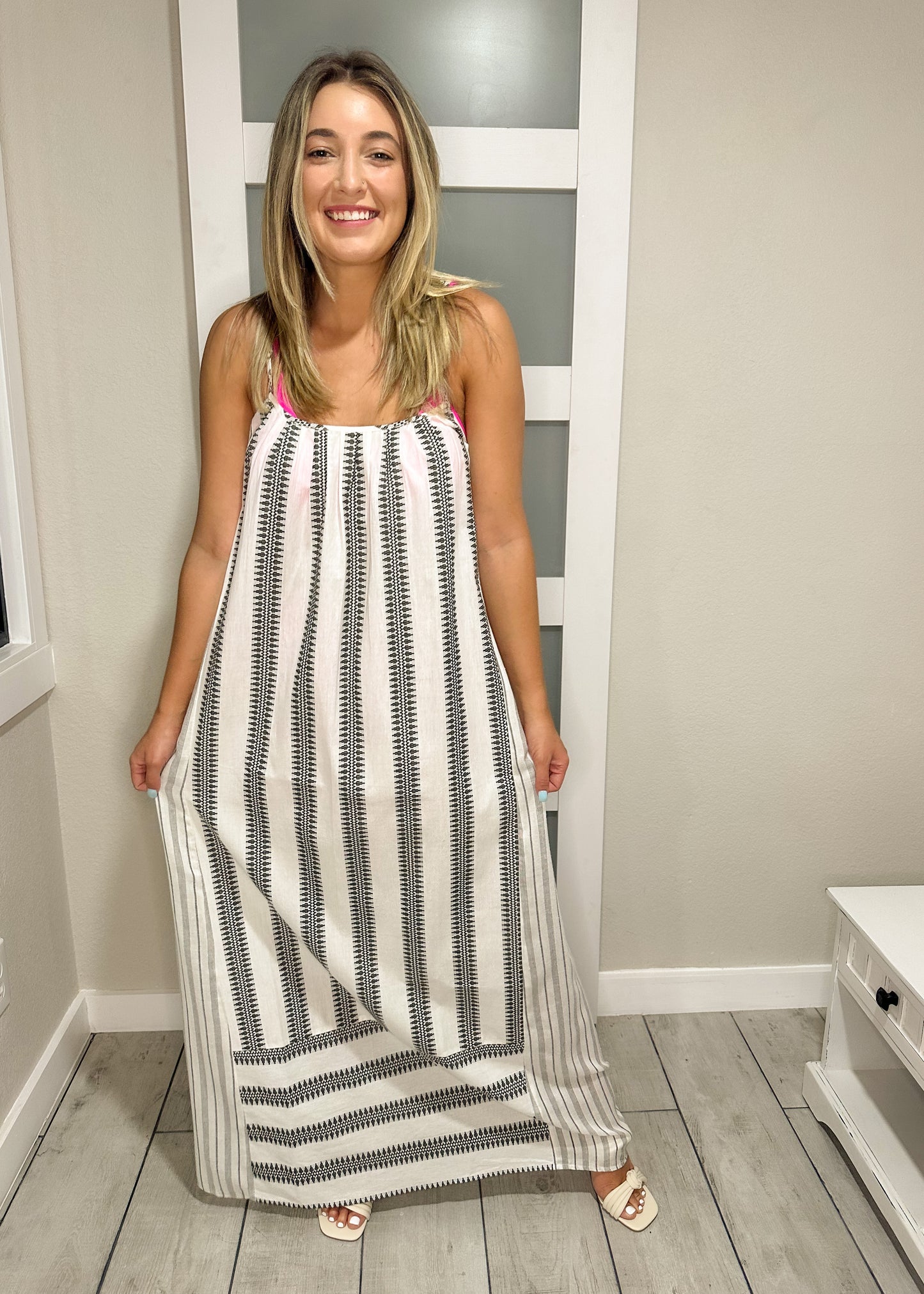 Striped Criss Cross Back Maxi Coverup *FINAL SALE*