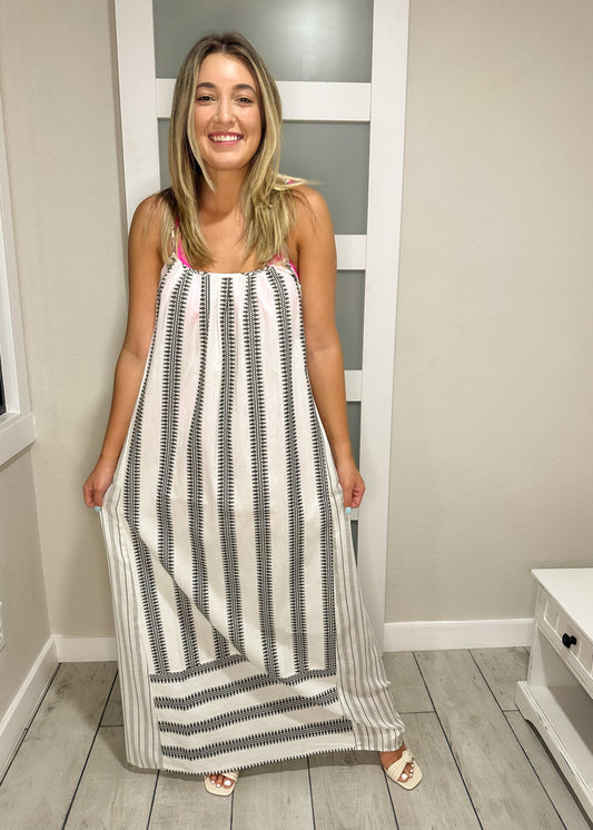 Striped Criss Cross Back Maxi Coverup *FINAL SALE*