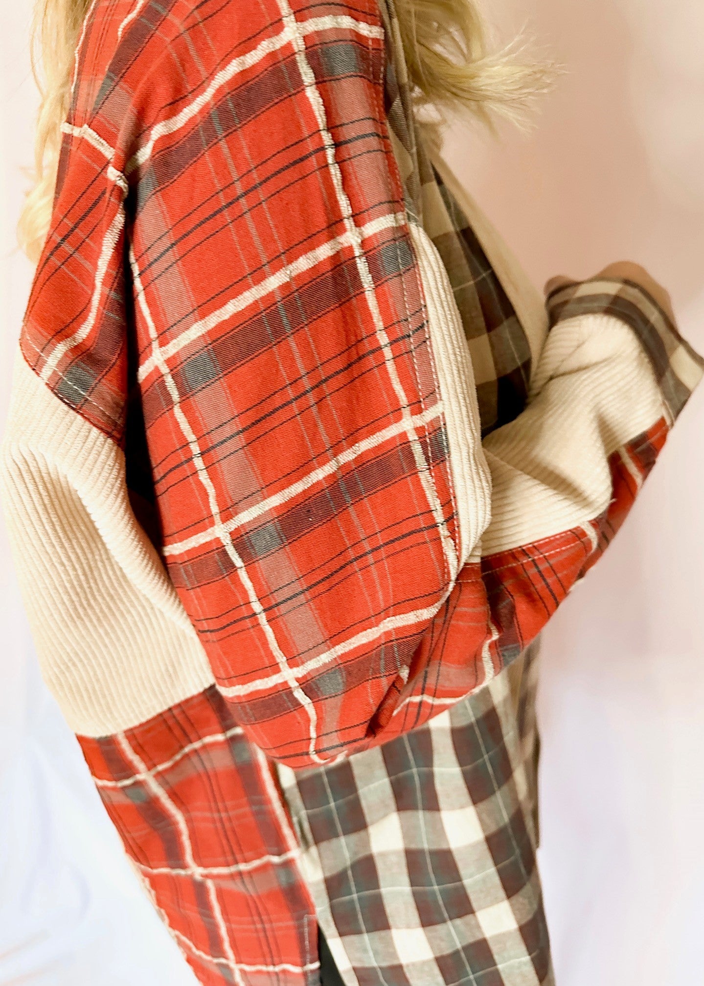 Terracotta Color Block Plaid Shacket