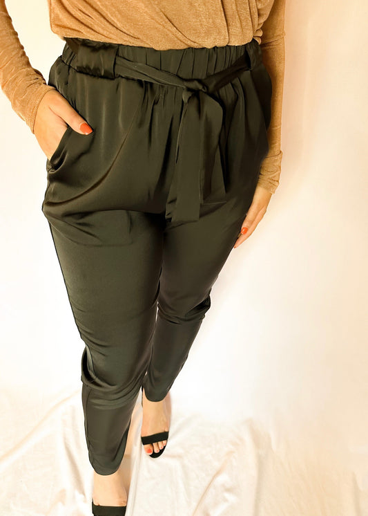 Black Satin Trouser Pants