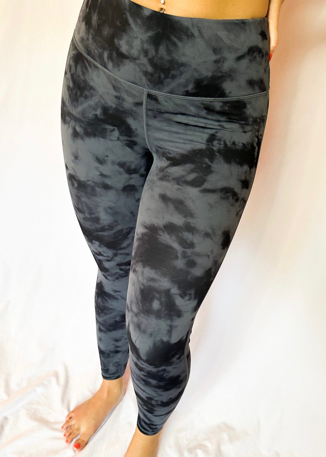 Grey Tie Dye High Waisted Leggings 